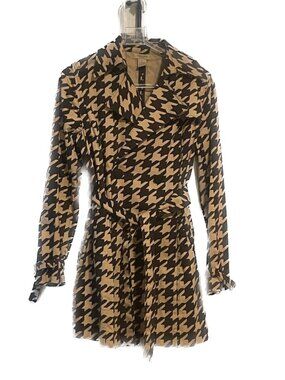 Vertigo Paris Graphic Houndstooth Trench Coat - Size Large
